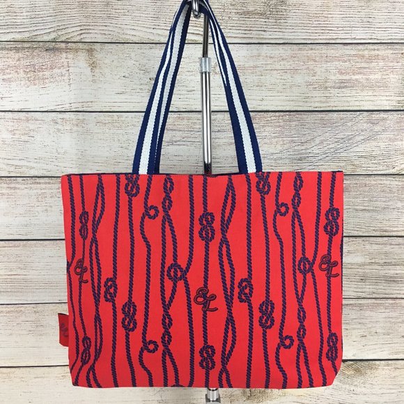 Estee Lauder Tote Bag Nautical Rope Knot Red White Blue - Picture 1 of 5